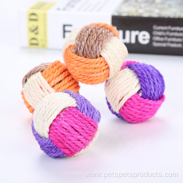 wholesale tricolor woven sisal ball cat toy ball